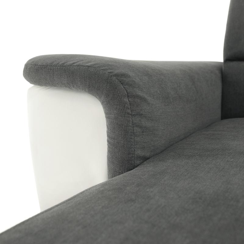 Casa si Gradina - Mobilier - Canapele si coltare - Coltare - Coltar mic, piele ecologica alb/material textil gri, model stanga, SANTIAGO - Infinity.ro