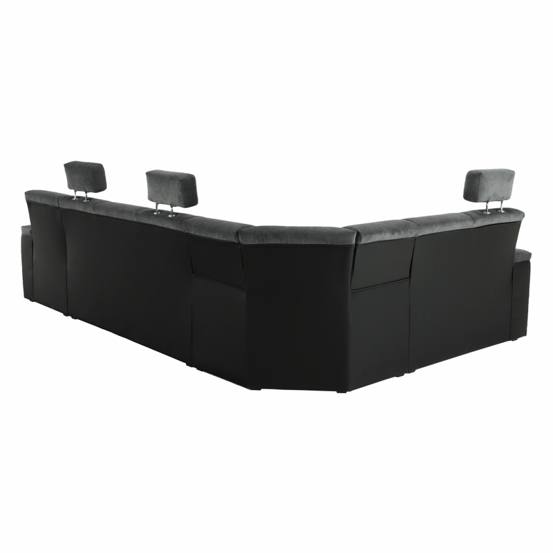 Casa si Gradina - Mobilier - Canapele si coltare - Coltare - Coltar, piele eco neagra/textil gri inchis, stanga, SANTIAGO U - Infinity.ro