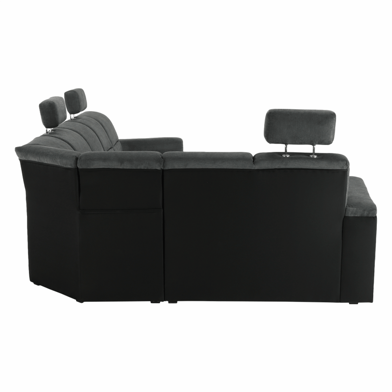 Casa si Gradina - Mobilier - Canapele si coltare - Coltare - Coltar, piele eco neagra/textil gri inchis, stanga, SANTIAGO U - Infinity.ro