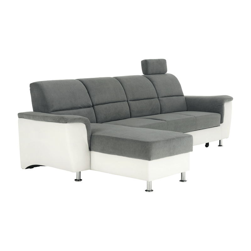 Casa si Gradina - Mobilier - Canapele si coltare - Coltare - Coltar mic, piele ecologica alb/material textil gri, model stanga, SANTIAGO - Infinity.ro