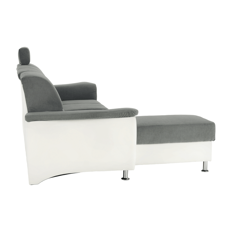 Casa si Gradina - Mobilier - Canapele si coltare - Coltare - Coltar mic, piele ecologica alb/material textil gri, model stanga, SANTIAGO - Infinity.ro