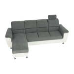 Casa si Gradina - Mobilier - Canapele si coltare - Coltare - Coltar mic, piele ecologica alb/material textil gri, model stanga, SANTIAGO - Infinity.ro