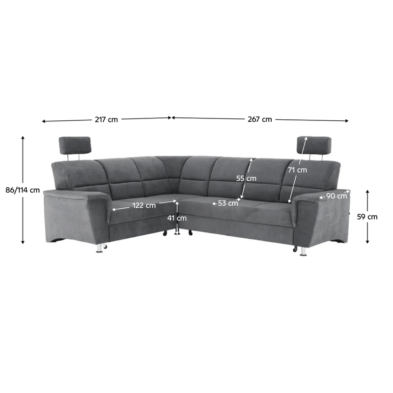 Casa si Gradina - Mobilier - Canapele si coltare - Coltare - Coltar extensibil, material textil gri, model stanga, SANTIAGO - Infinity.ro