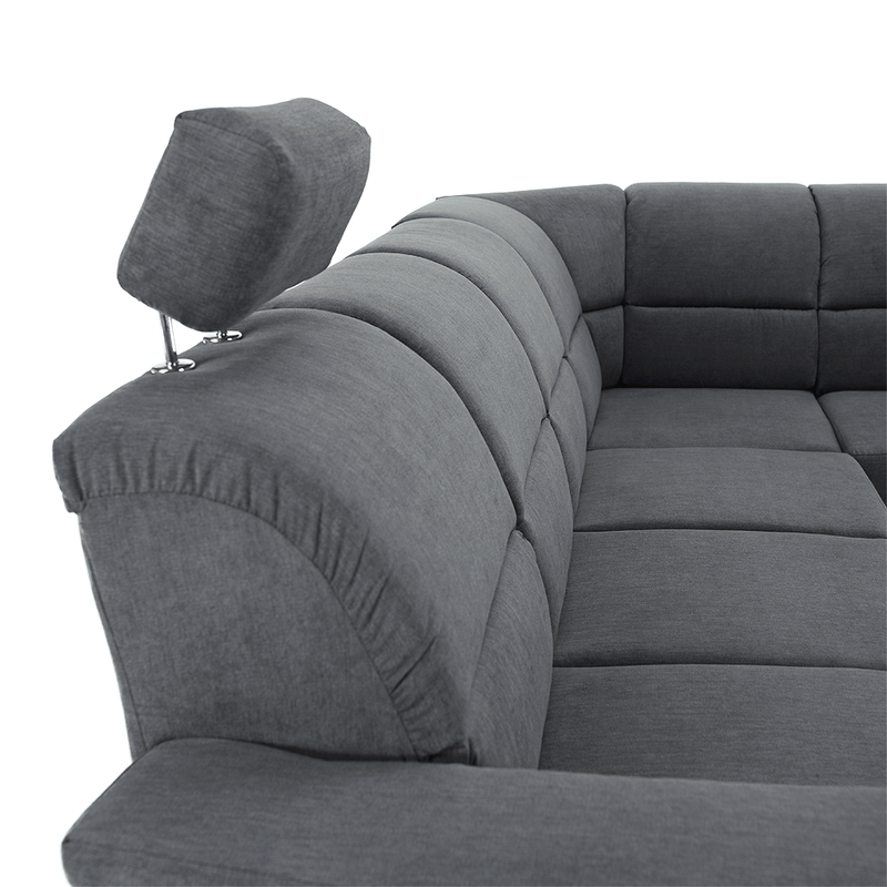 Casa si Gradina - Mobilier - Canapele si coltare - Coltare - Coltar extensibil, material textil gri, model dreapta, SANTIAGO - Infinity.ro