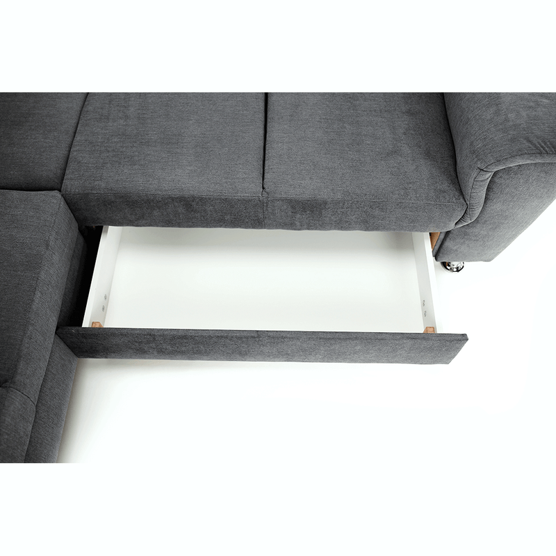 Casa si Gradina - Mobilier - Canapele si coltare - Coltare - Coltar extensibil, material textil gri, model dreapta, SANTIAGO - Infinity.ro