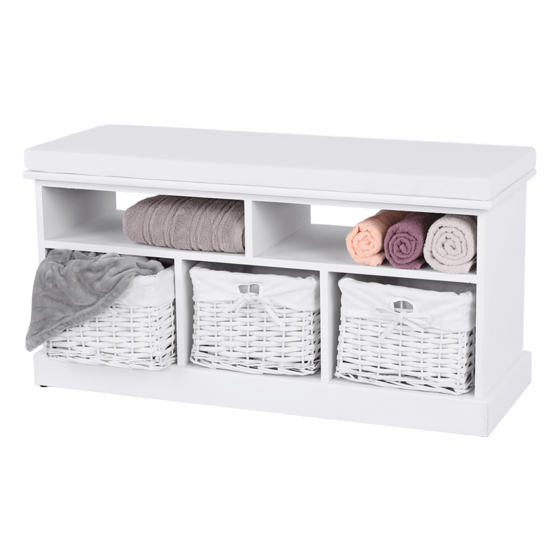 Casa si Gradina - Mobilier - Organizare si depozitare - Bancute - Banca cu 3 cosuri, alb, RAFAELLO - Infinity.ro