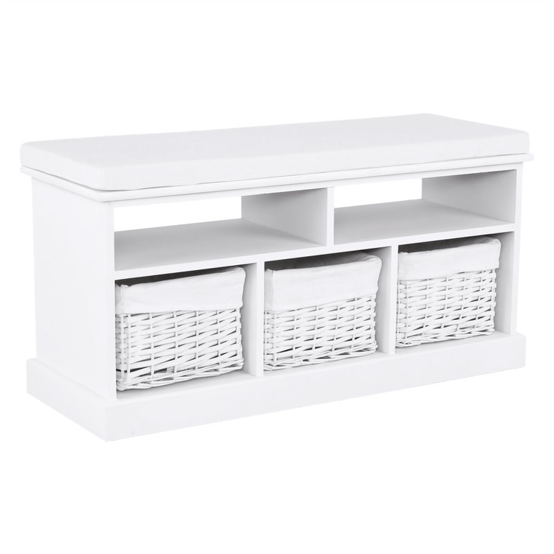 Casa si Gradina - Mobilier - Organizare si depozitare - Bancute - Banca cu 3 cosuri, alb, RAFAELLO - Infinity.ro