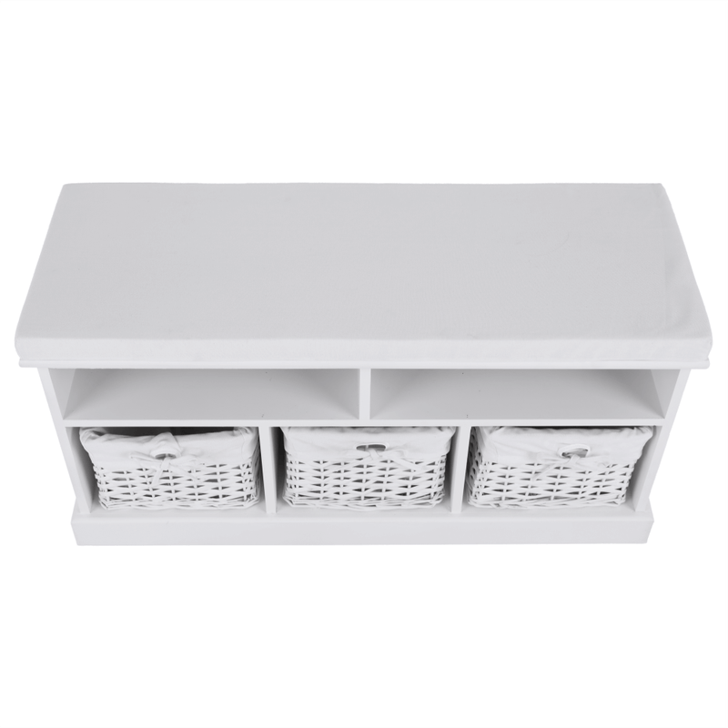 Casa si Gradina - Mobilier - Organizare si depozitare - Bancute - Banca cu 3 cosuri, alb, RAFAELLO - Infinity.ro