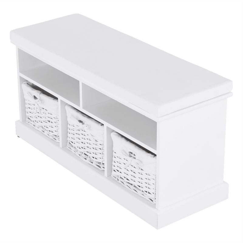 Casa si Gradina - Mobilier - Organizare si depozitare - Bancute - Banca cu 3 cosuri, alb, RAFAELLO - Infinity.ro