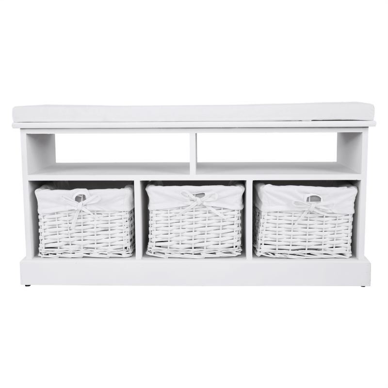 Casa si Gradina - Mobilier - Organizare si depozitare - Bancute - Banca cu 3 cosuri, alb, RAFAELLO - Infinity.ro