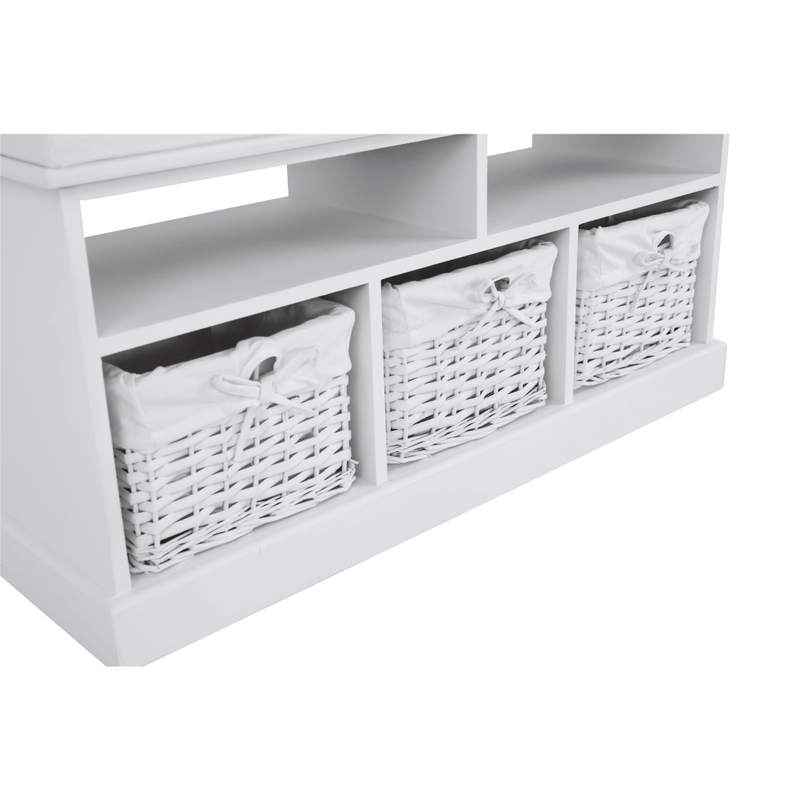 Casa si Gradina - Mobilier - Organizare si depozitare - Bancute - Banca cu 3 cosuri, alb, RAFAELLO - Infinity.ro