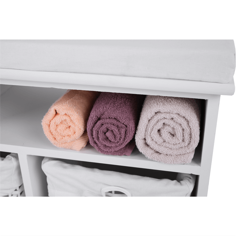 Casa si Gradina - Mobilier - Organizare si depozitare - Bancute - Banca cu 3 cosuri, alb, RAFAELLO - Infinity.ro