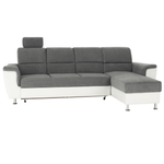 Casa si Gradina - Mobilier - Canapele si coltare - Coltare - Coltar mic, piele ecologica alb/material textil gri, model dreapta, SANTIAGO Coltar MIC - Infinity.ro