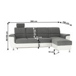 Casa si Gradina - Mobilier - Canapele si coltare - Coltare - Coltar mic, piele ecologica alb/material textil gri, model dreapta, SANTIAGO Coltar MIC - Infinity.ro