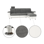 Casa si Gradina - Mobilier - Canapele si coltare - Coltare - Coltar mic, piele ecologica alb/material textil gri, model dreapta, SANTIAGO Coltar MIC - Infinity.ro