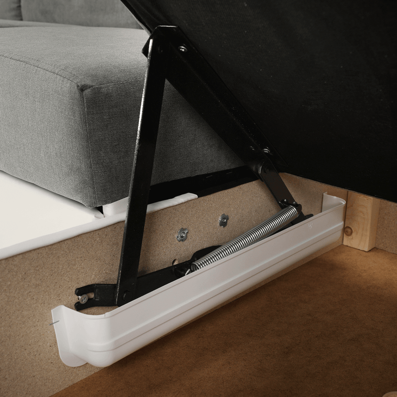 Casa si Gradina - Mobilier - Canapele si coltare - Coltare - Coltar mic, piele ecologica alb/material textil gri, model dreapta, SANTIAGO Coltar MIC - Infinity.ro