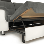 Casa si Gradina - Mobilier - Canapele si coltare - Coltare - Coltar mic, piele ecologica alb/material textil gri, model dreapta, SANTIAGO Coltar MIC - Infinity.ro