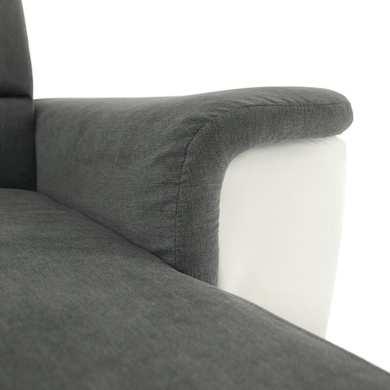 Casa si Gradina - Mobilier - Canapele si coltare - Coltare - Coltar mic, piele ecologica alb/material textil gri, model dreapta, SANTIAGO Coltar MIC - Infinity.ro