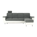 Casa si Gradina - Mobilier - Canapele si coltare - Coltare - Coltar mic, piele ecologica alb/material textil gri, model dreapta, SANTIAGO Coltar MIC - Infinity.ro