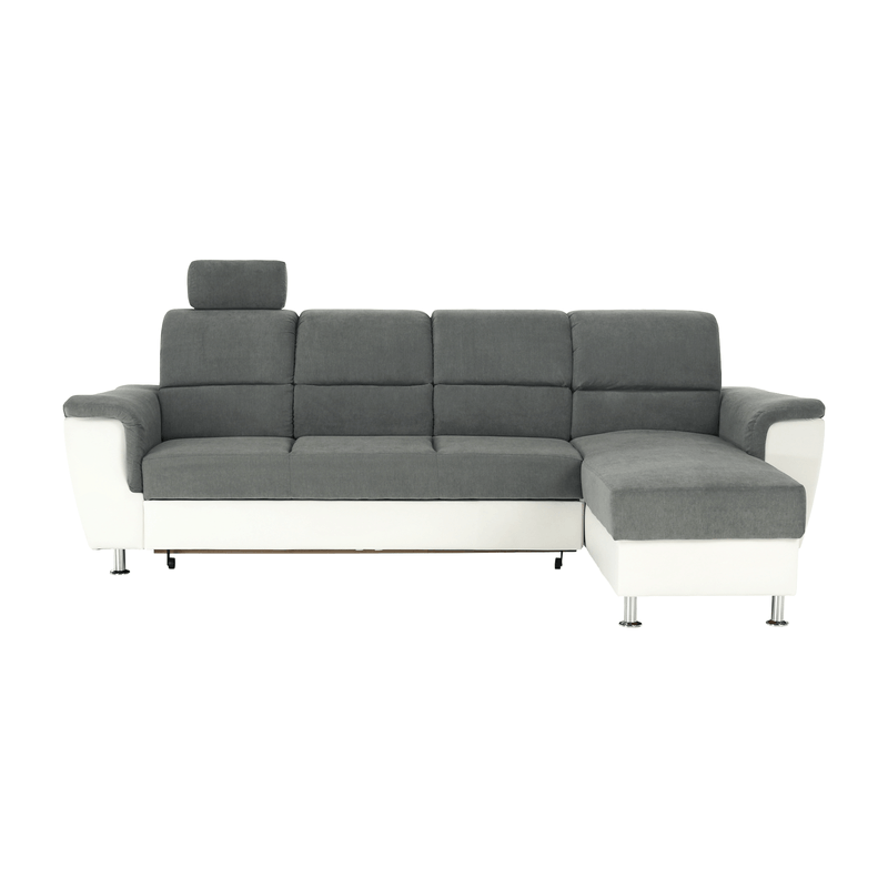 Casa si Gradina - Mobilier - Canapele si coltare - Coltare - Coltar mic, piele ecologica alb/material textil gri, model dreapta, SANTIAGO Coltar MIC - Infinity.ro