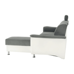 Casa si Gradina - Mobilier - Canapele si coltare - Coltare - Coltar mic, piele ecologica alb/material textil gri, model dreapta, SANTIAGO Coltar MIC - Infinity.ro