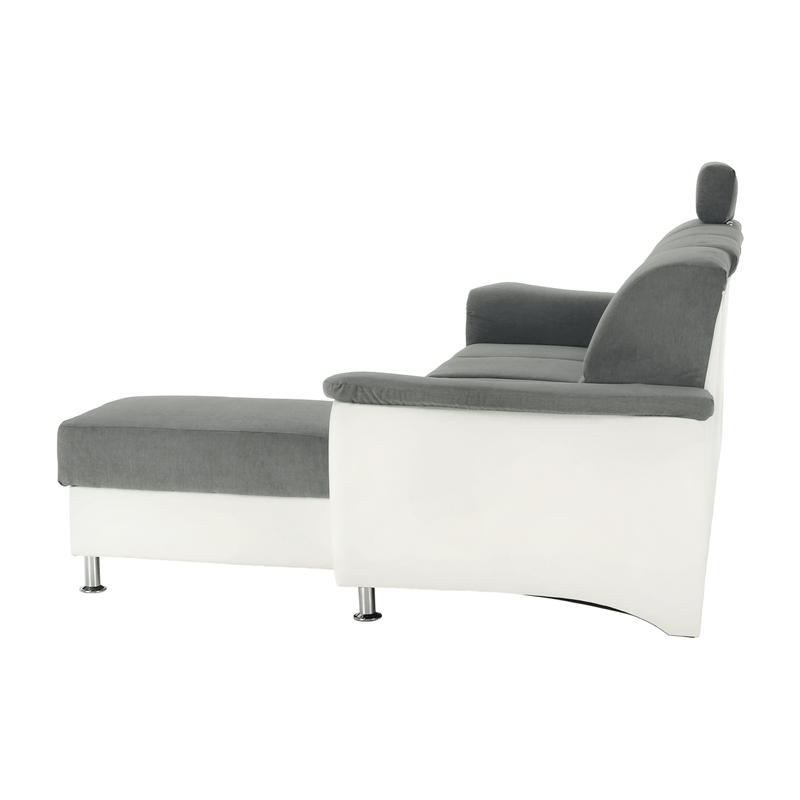 Casa si Gradina - Mobilier - Canapele si coltare - Coltare - Coltar mic, piele ecologica alb/material textil gri, model dreapta, SANTIAGO Coltar MIC - Infinity.ro