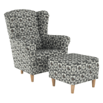 Casa si Gradina - Mobilier - Scaune si fotolii - Fotolii - Fotoliu cu taburet, material textil in stilul patchwork N1, ASTRID - Infinity.ro