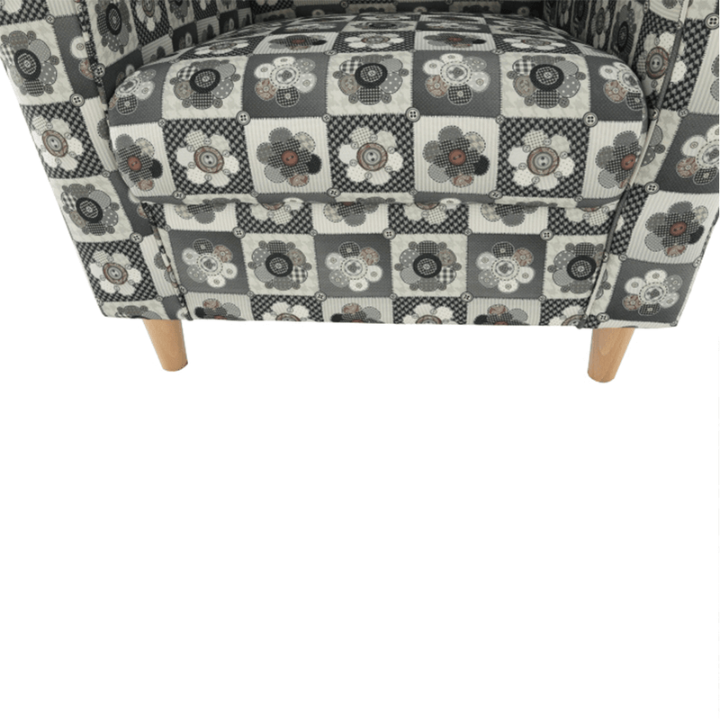 Casa si Gradina - Mobilier - Scaune si fotolii - Fotolii - Fotoliu cu taburet, material textil in stilul patchwork N1, ASTRID - Infinity.ro