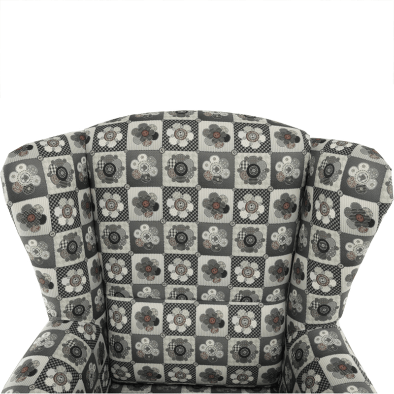 Casa si Gradina - Mobilier - Scaune si fotolii - Fotolii - Fotoliu cu taburet, material textil in stilul patchwork N1, ASTRID - Infinity.ro