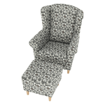 Casa si Gradina - Mobilier - Scaune si fotolii - Fotolii - Fotoliu cu taburet, material textil in stilul patchwork N1, ASTRID - Infinity.ro