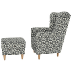 Casa si Gradina - Mobilier - Scaune si fotolii - Fotolii - Fotoliu cu taburet, material textil in stilul patchwork N1, ASTRID - Infinity.ro