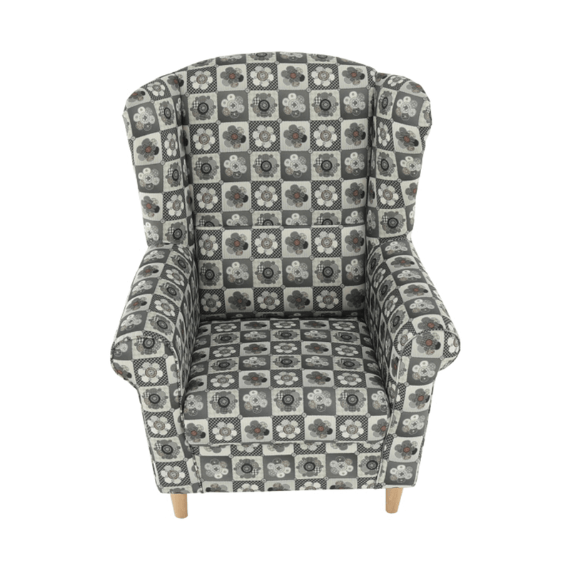 Casa si Gradina - Mobilier - Scaune si fotolii - Fotolii - Fotoliu cu taburet, material textil in stilul patchwork N1, ASTRID - Infinity.ro