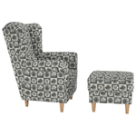 Casa si Gradina - Mobilier - Scaune si fotolii - Fotolii - Fotoliu cu taburet, material textil in stilul patchwork N1, ASTRID - Infinity.ro