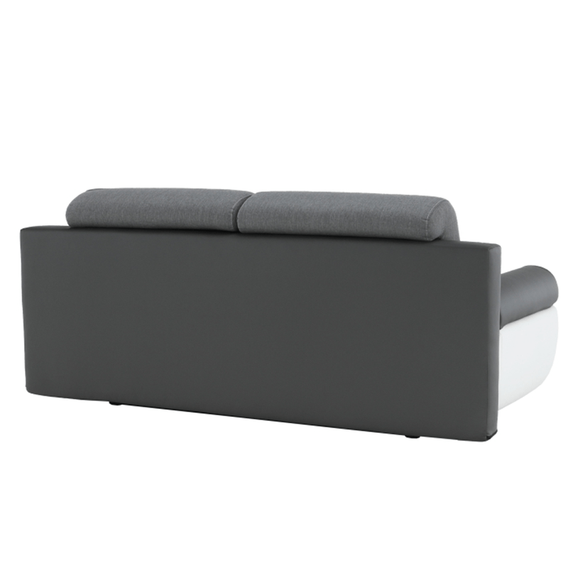 Casa si Gradina - Mobilier - Canapele si coltare - Canapele - Canapea, piele ecologica alba+gri/material textil gri, KARDYN - Infinity.ro
