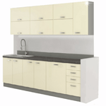 Casa si Gradina - Mobilier - Seturi de mobilier - Seturi bucatarie - Ansamblul de bucatarie, crem extra lucios/gri, PRADO - Infinity.ro