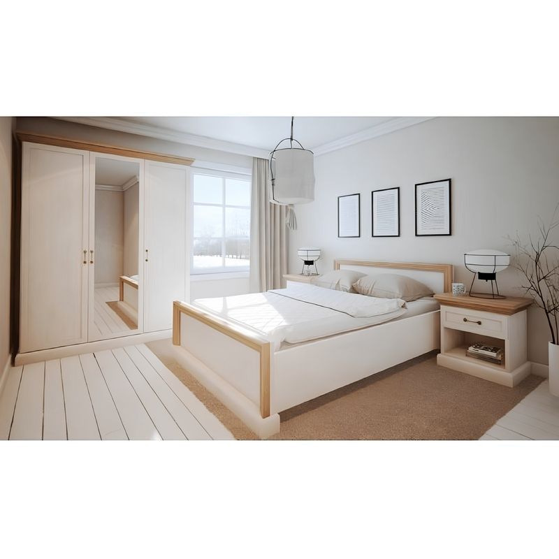 Casa si Gradina - Mobilier - Paturi si accesorii - Paturi - Pat, pin nordic/stejar salbatic, 160x200, ROYAL L1 - Infinity.ro