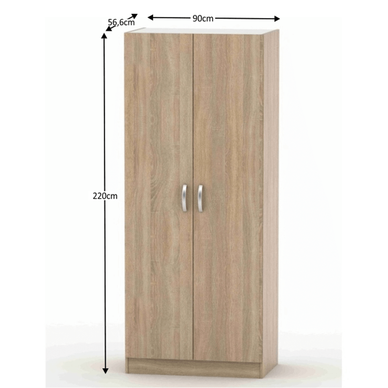 Casa si Gradina - Mobilier - Dulapuri si sifoniere - Dulapuri - Dulap cu 2 usi, de haine, cu polite, stejar sonoma, BETTY 2 BE02-003-00 - Infinity.ro