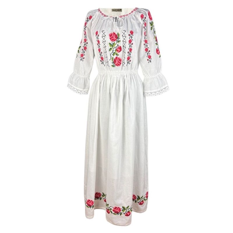 Fashion, accesorii si bijuterii - Femei - Imbracaminte femei - Rochii femei - Rochie dama casual RL25 alb/roz , marimea 3XL - Infinity.ro