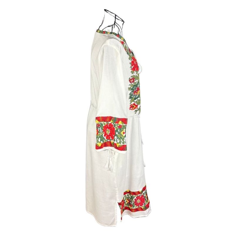 Fashion, accesorii si bijuterii - Femei - Imbracaminte femei - Rochii femei - Rochie traditionala dama RL25 alb/verde , marimea S - Infinity.ro
