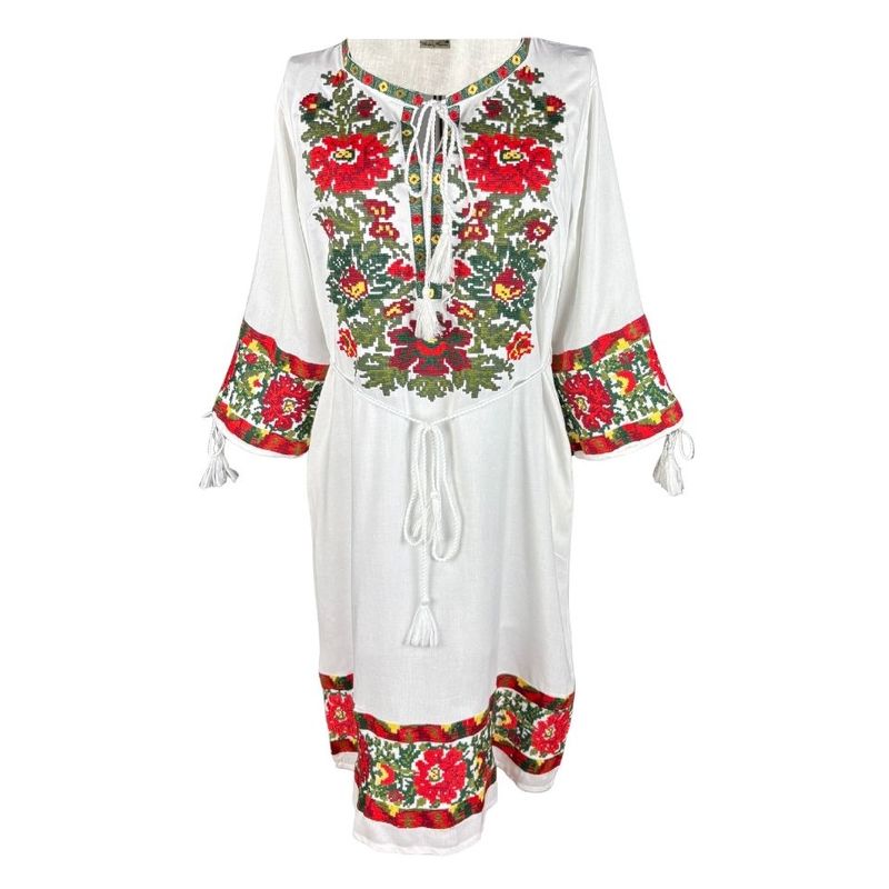 Fashion, accesorii si bijuterii - Femei - Imbracaminte femei - Rochii femei - Rochie traditionala dama RL25 alb/verde , marimea S - Infinity.ro
