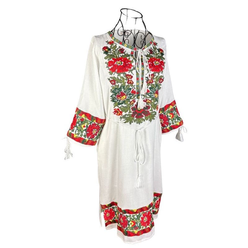 Fashion, accesorii si bijuterii - Femei - Imbracaminte femei - Rochii femei - Rochie traditionala dama RL25 alb/verde , marimea S - Infinity.ro