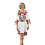 Fashion, accesorii si bijuterii - Femei - Imbracaminte femei - Rochii femei - Rochie traditionala dama RL25 alb/verde , marimea S - Infinity.ro