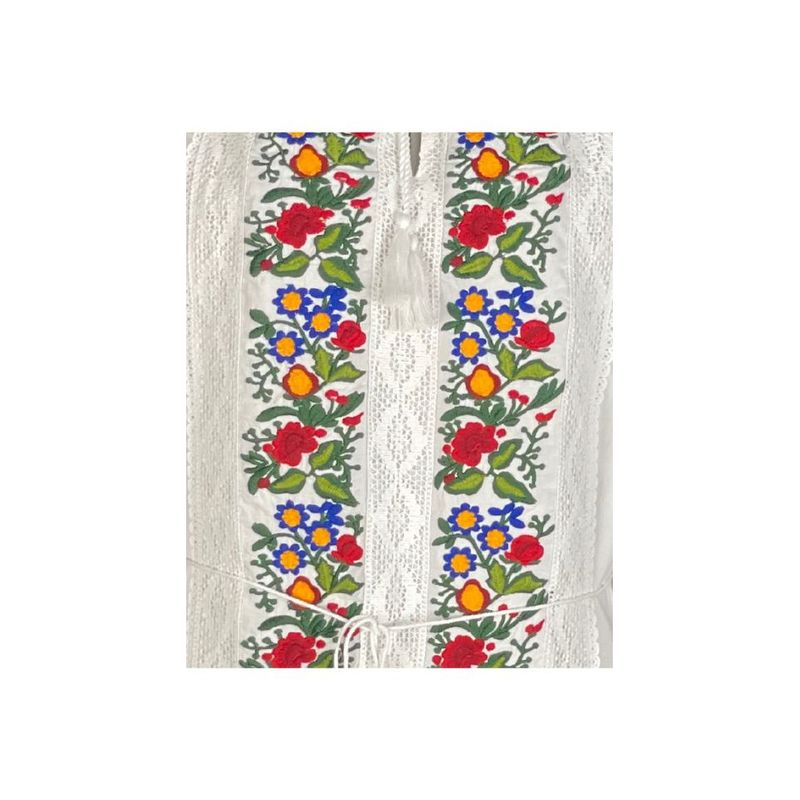 Fashion, accesorii si bijuterii - Femei - Imbracaminte femei - Rochii femei - Rochie traditionala dama R24, alb/verde , marimea S - Infinity.ro