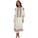 Fashion, accesorii si bijuterii - Femei - Imbracaminte femei - Rochii femei - Rochie traditionala dama R24, alb/verde , marimea S - Infinity.ro