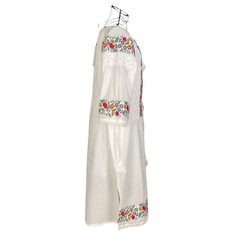 Fashion, accesorii si bijuterii - Femei - Imbracaminte femei - Rochii femei - Rochie traditionala dama R24, alb/verde , marimea S - Infinity.ro