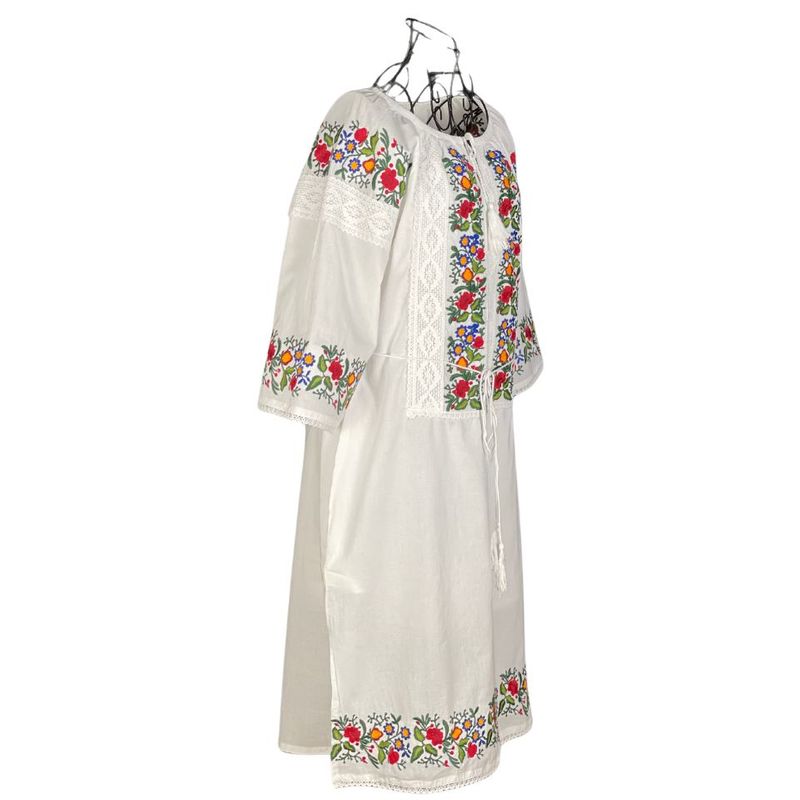 Fashion, accesorii si bijuterii - Femei - Imbracaminte femei - Rochii femei - Rochie traditionala dama R24, alb/verde , marimea S - Infinity.ro