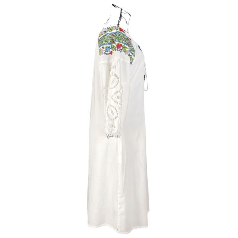 Fashion, accesorii si bijuterii - Femei - Imbracaminte femei - Rochii femei - Rochie traditionala dama R24, alb/mov , marimea S - Infinity.ro