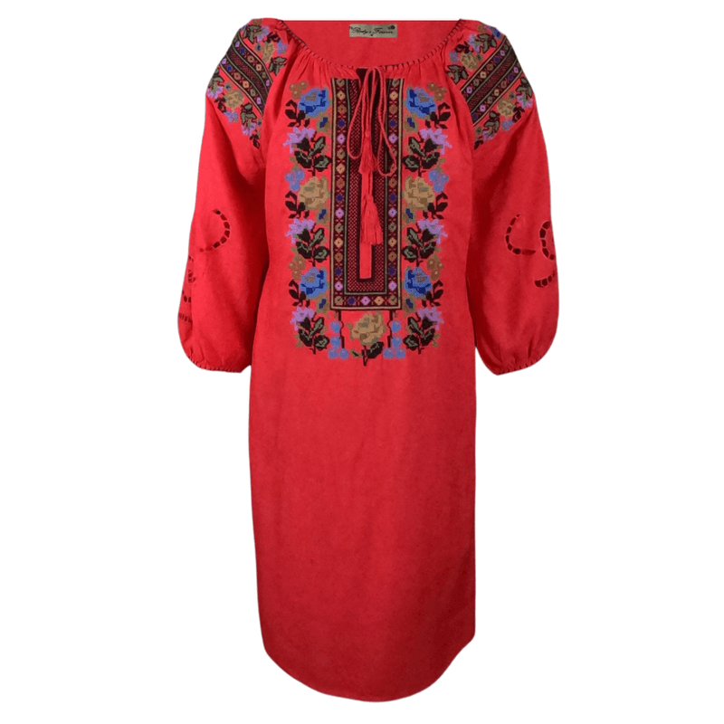 Fashion, accesorii si bijuterii - Femei - Imbracaminte femei - Rochii femei - Rochie traditionala R24, rosu , marimea XL - Infinity.ro