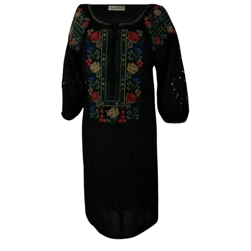 Fashion, accesorii si bijuterii - Femei - Imbracaminte femei - Rochii femei - Rochie traditionala R24, negru/albastru , marimea XL - Infinity.ro