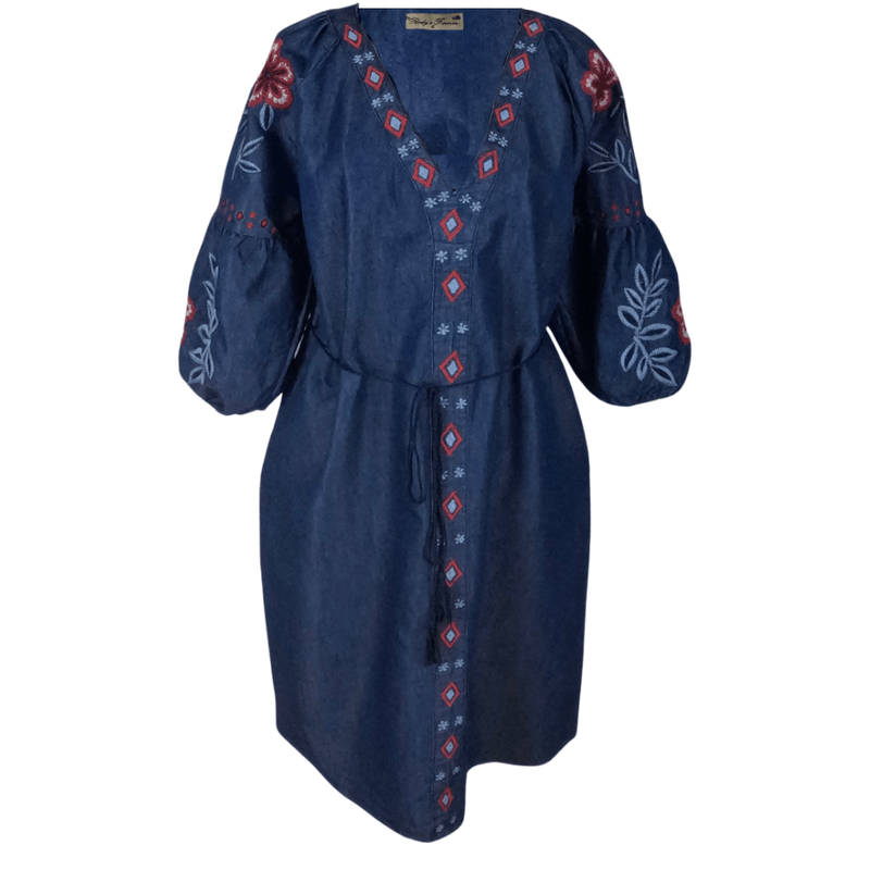 Fashion, accesorii si bijuterii - Femei - Imbracaminte femei - Rochii femei - Rochie traditionala dama R, albastru/rosu , marimea S - Infinity.ro